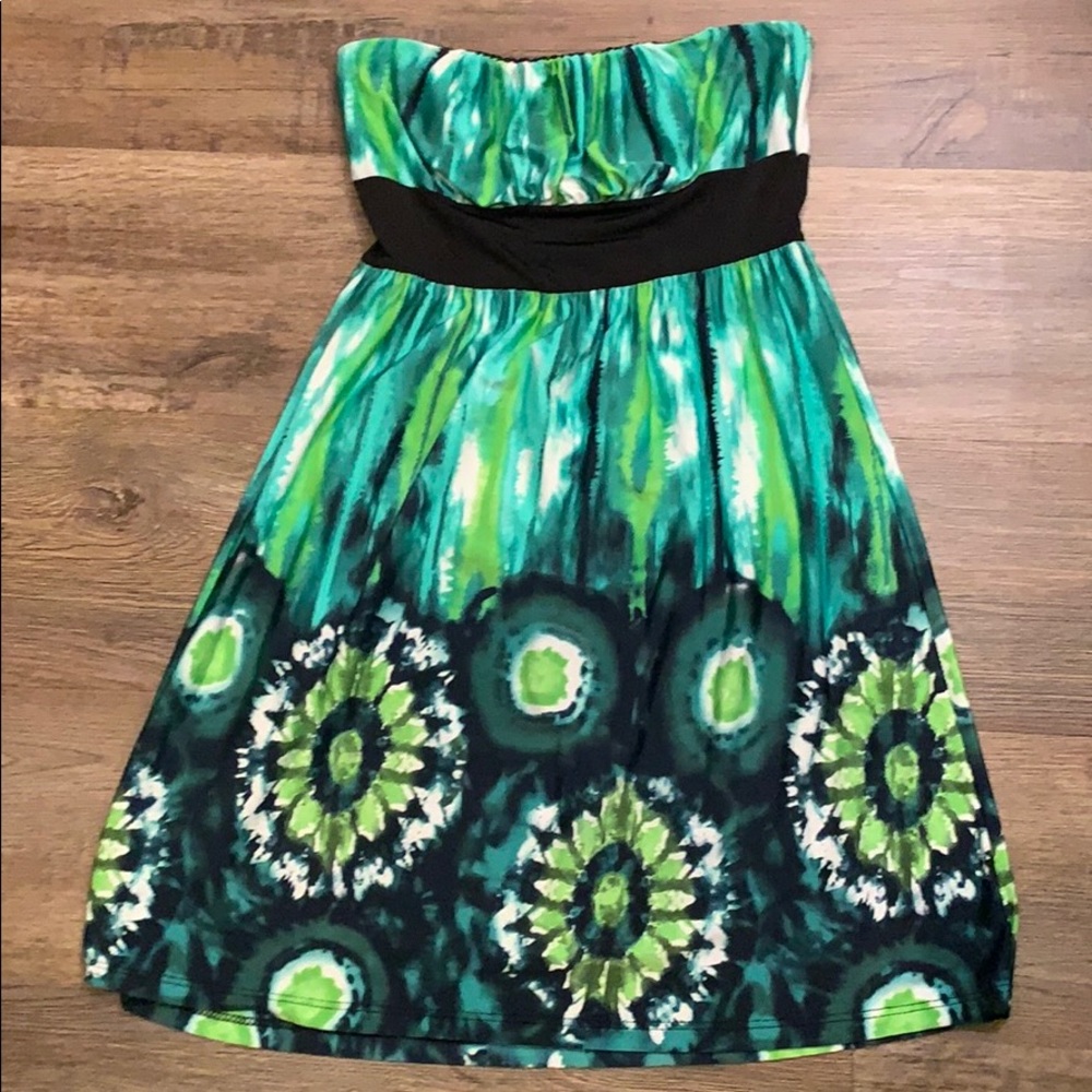 Body Central Blue/green Strapless Dress Size Small